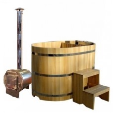 Японская баня фурако овальная с внешней дровяной печкой d160x120см