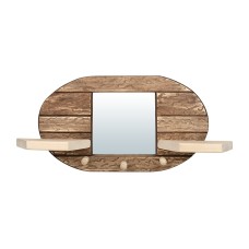 Зеркало "Овал", с вешалкой и двумя полками, 3 рожка, состаренное, 60х30х13 см, липа 