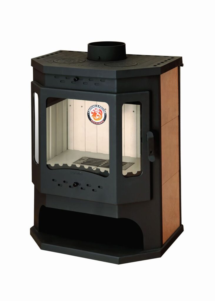 Печь-камин Бавария ПРИЗМАТИК с плитой