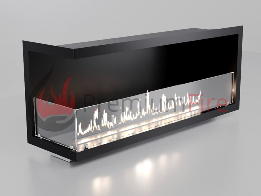 Угловой биокамин 1000х400-500х250-300 стекло 10-15 см